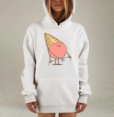 Мороженое с рожком, завязывающее шнурки, Hoodie Mjhigh Dig, оверсайз, утепленная