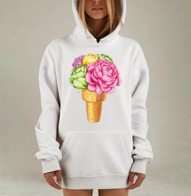 Любителям мороженного, Hoodie Mjhigh Dig, оверсайз, утепленная