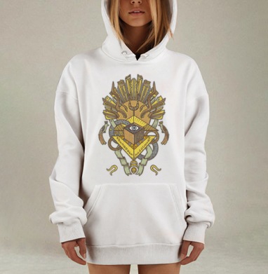 Механическое сердце сложный организм детализированный принт, Hoodie Mjhigh Dig, оверсайз, утепленная