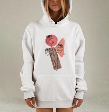 Минималистичные маки в акварельном стиле, Hoodie Mjhigh Dig, оверсайз, утепленная
