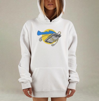 Смартфон-супергерой с наушниками в стиле мультфильм, Hoodie Mjhigh Dig, оверсайз, утепленная