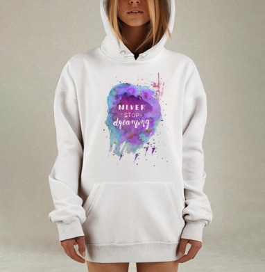 Акварельная иллюстрация с мотивирующей надписью, Hoodie Mjhigh Dig, оверсайз, утепленная
