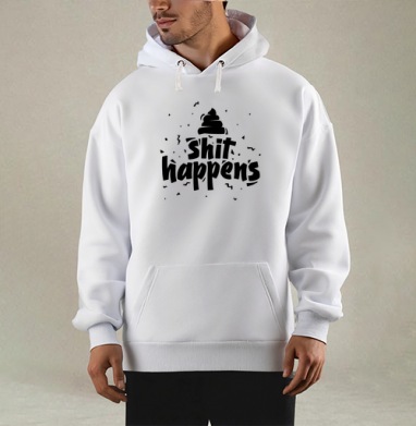 Стикер «Shit happens» — смелый графический дизайн, Толстовка Mjhigh, утепленная