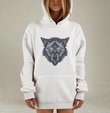 Оскалившийся волк, Hoodie Mjhigh Dig, оверсайз, утепленная