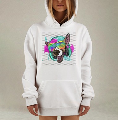 Энергичное преображение чихуахуа в модного тусовщика, Hoodie Mjhigh Dig, оверсайз, утепленная