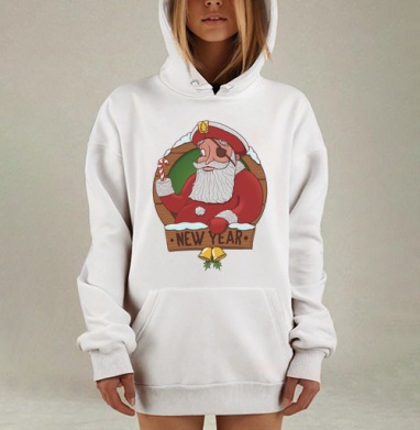 Пиратский Санта или Пиратский Дед Мороз Новый год, Hoodie Mjhigh Dig, оверсайз, утепленная