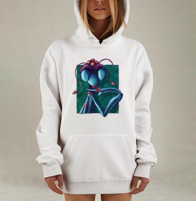 Элегантный богомол — образ стильной аристократки, Hoodie Mjhigh Dig, оверсайз, утепленная