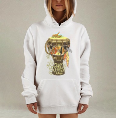 Африканский барабан джембе с животными саванны на холме, Hoodie Mjhigh Dig, оверсайз, утепленная