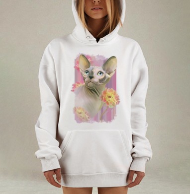 Цифровая картина Сфинкс с нежными цветами, Hoodie Mjhigh Dig, оверсайз, утепленная