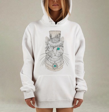 Стимпанк-Кот, Hoodie Mjhigh Dig, оверсайз, утепленная