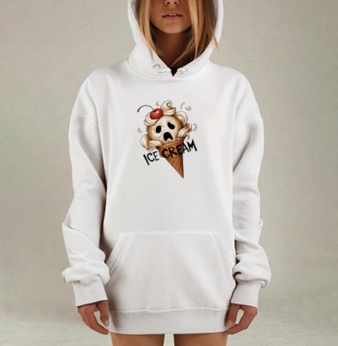 Сюрреалистичный принт Мороженое в крике, Hoodie Mjhigh Dig, оверсайз, утепленная