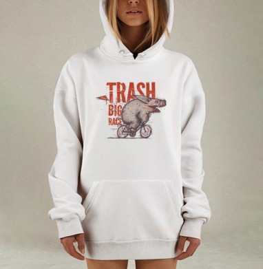 Trash BIG RACE, Hoodie Mjhigh Dig, оверсайз, утепленная