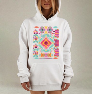 Trendy tribal ornament, Hoodie Mjhigh Dig, оверсайз, утепленная