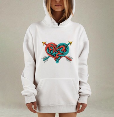 Кельтское сердце с переплетёнными стрелами любви, Hoodie Mjhigh Dig, оверсайз, утепленная