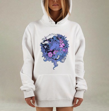 Волшебный единорог, Hoodie Mjhigh Dig, оверсайз, утепленная