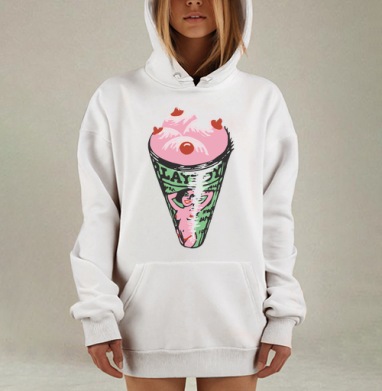 Сексуальный вафельный рожок с яркими женскими формами PLAYBOY, Hoodie Mjhigh Dig, оверсайз, утепленная
