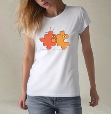 Игрушечные пазлы в стиле конфликта, Футболка женская белая 180гр
