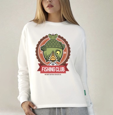 Fishing Club, Футболка лонгслив женская белая