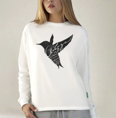 Freedom bird, Футболка лонгслив женская белая
