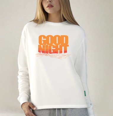 Доброе прощание ночи с динамичным распадом слов Good Night, Футболка лонгслив женская белая