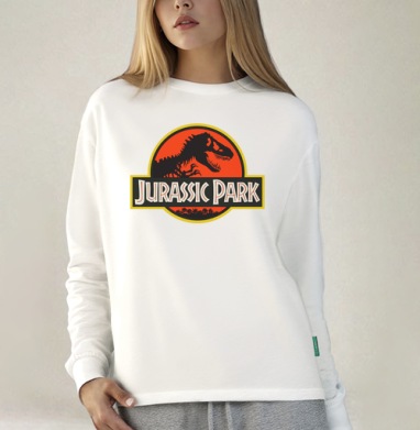 Jurassic Park Парк Юрского Периода, Футболка лонгслив женская белая