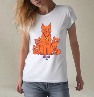 Коты и Котята, Футболка женская белая 180гр