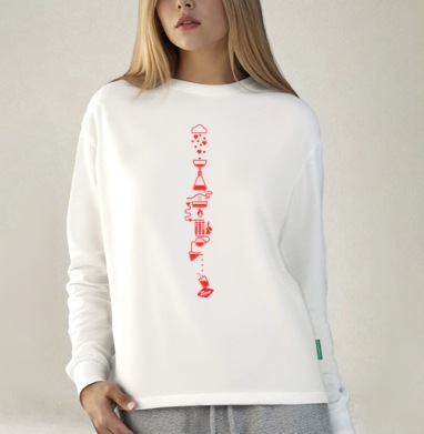 Создание любви Приготовление Любовь CUPPING, Футболка лонгслив женская белая