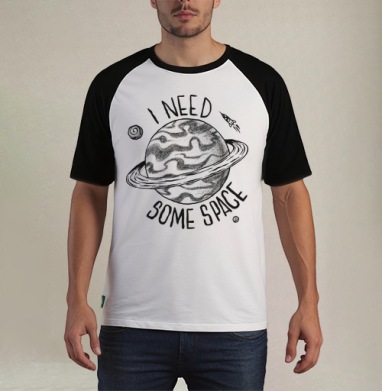 Космическая сцена с игрой слов I NEED SOME SPACE - Футболка мужская REGULAR реглан бел/черный, страница 10