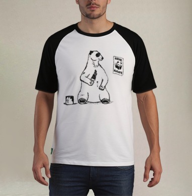 White Polar Bear Paints Itself Black To Look Like Panda / Спаси Природу Сейчас - Футболка мужская REGULAR реглан бел/черный, страница 22