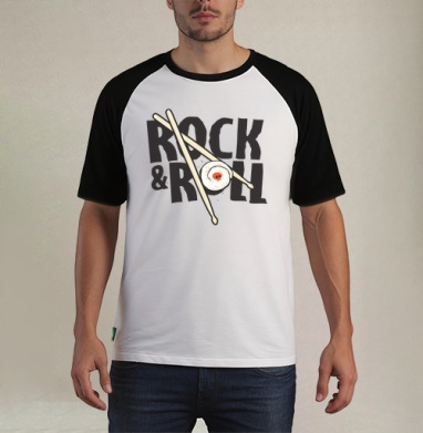 Рок-н-ролльная подача суши с черепом и палочками ROCK ROLL - Футболка мужская REGULAR реглан бел/черный, страница 22