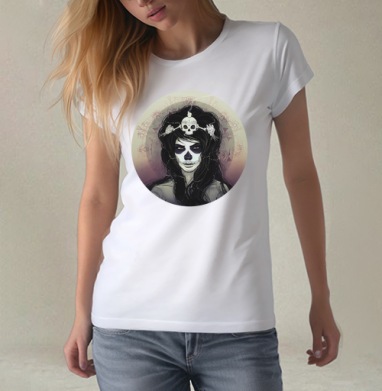 Santa Muerte, Футболка женская белая 180гр
