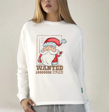 Santa wanted, Футболка лонгслив женская белая
