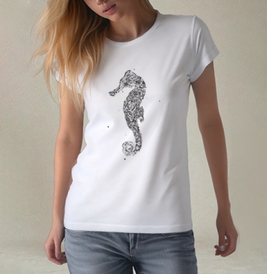 See horse, Футболка женская белая 180гр