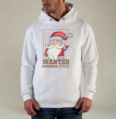 Santa wanted, Толстовка белая Regular, утепленная