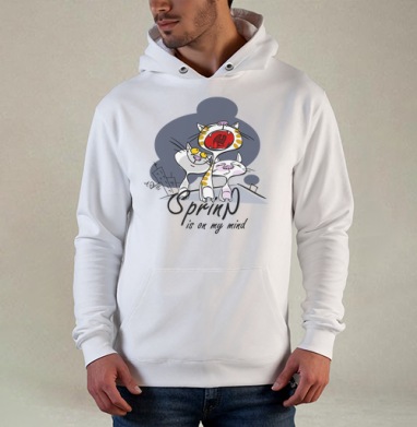 Spring, Толстовка белая Regular, утепленная