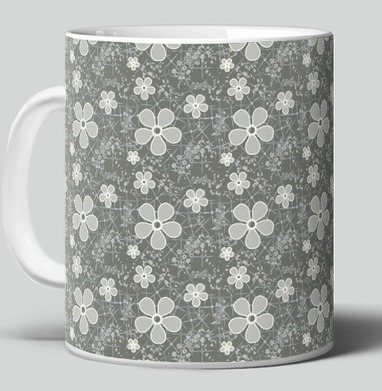 Grey Daisy Floral / Серые маргаритки цветы — Паттерн серые маргаритки цветы - Магазин футболок mastoidishka - Дизайнерские принты