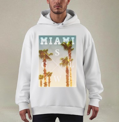 Miami - Купить мужские худи оверсайз mono Екуекуе в Москве, цена мужских худи оверсайз mono  с прикольными принтами - магазин дизайнерской одежды Maryjane