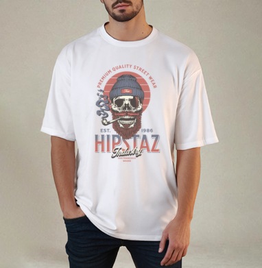 Череп хипстер с трубкой и бородой для одежды street wear - Мужские Футболки