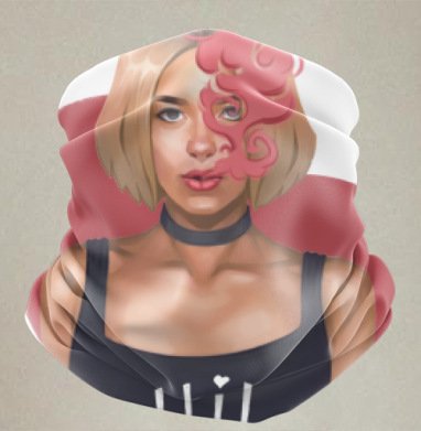 Дерзкий портрет в стиле e-girl с розовым дымом - Бандана-труба лыжная Балаклава спортивная бафф (двусторонний) принт / черный микрофлис, страница 3