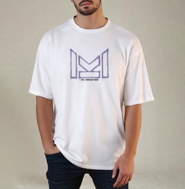 Manukian Twins Logo / Логотип Манукян Твинс, Футболка / Мужчинам / Оверсайз / Белая / C принтом