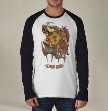 Задиристый уличный хулиган — кабан в спортивном стиле, Футболка длинный рукав / Мужчинам / Реглан / Принт