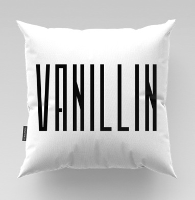 Геометрический шрифт VANILLIN – Ванилин черный текст декор, Подушка велюр плюшевая 45х45