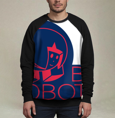 Ретро робот парит в синем с красным Bal Robotov, Свитшот мужской 3D / хлопок