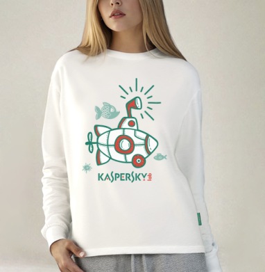 Цветная игрушечная подводная лодка Kaspersky, Футболка лонгслив женская белая