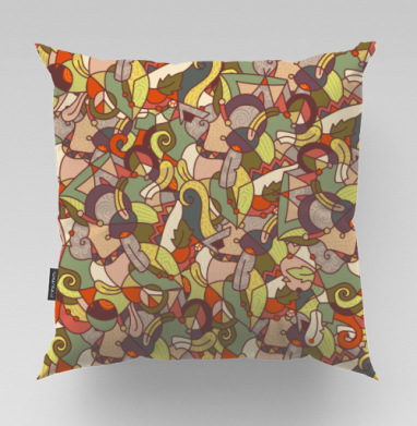 Динамичный абстрактный узор с этническими мотивами - Магазин футболок 18 Добрых Лис, Подушки