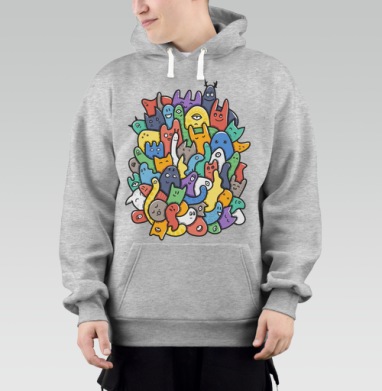 Весёлое собрание мультяшных монстров doodle art, Толстовка Mjhigh–Mel, утепленная