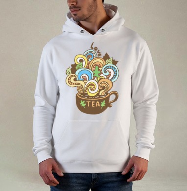 Чашка Love Tea с ярким фантазийным дизайном, Толстовка белая Regular, утепленная