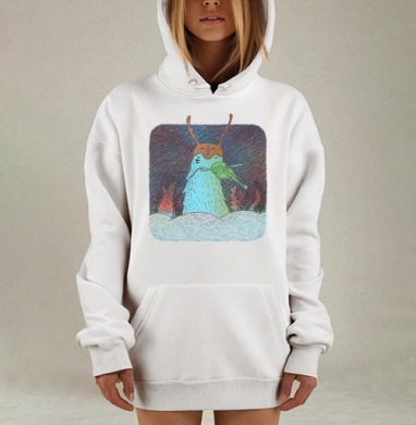 Мистическая улитка-скрипач в фэнтези стиле, Hoodie Mjhigh Dig, оверсайз, утепленная