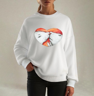 Акварельный поцелуй пушистых зверьков Влюбленные мышки сердце - Кактусята и друзья