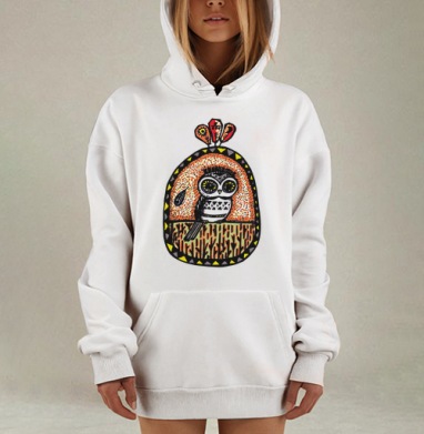 Мистическая сова в этническом стиле – декоративное панно, Hoodie Mjhigh Dig, оверсайз, утепленная